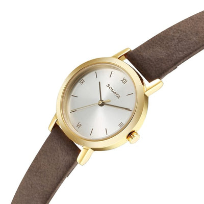 Essentials Silver Dial & Leather Strap