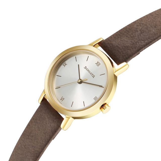 Essentials Silver Dial & Leather Strap