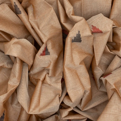 Beige Handloom Rasipuram Cotton Saree With Temple Buttas