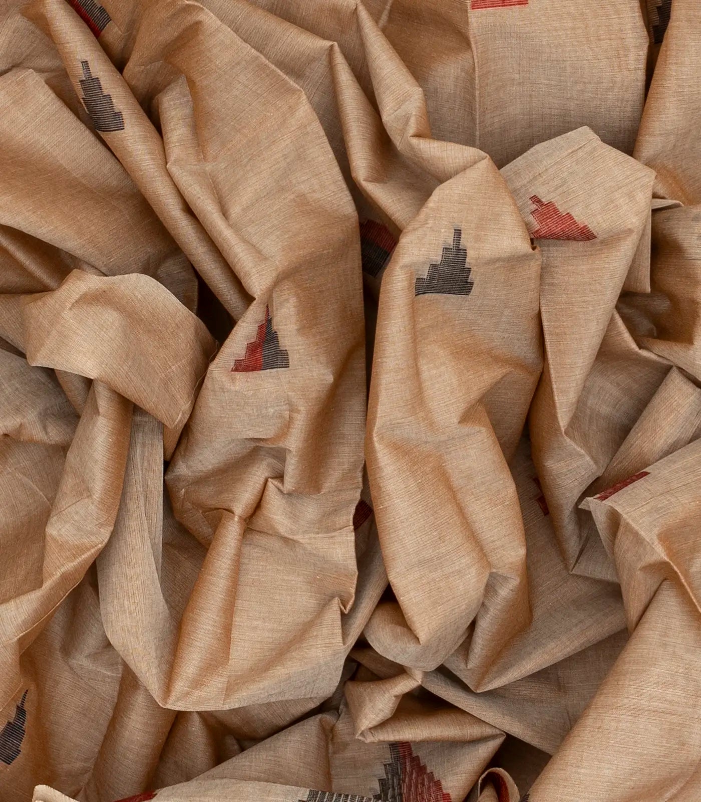 Beige Handloom Rasipuram Cotton Saree With Temple Buttas