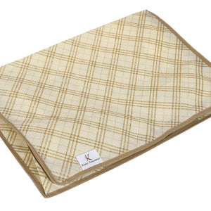 Kuber Industries Metalic Checkered Print 2 Piece Non Woven Fabric Saree Cover Set with Transparent Window, Extra Large (Ivory)-KUBMART16502