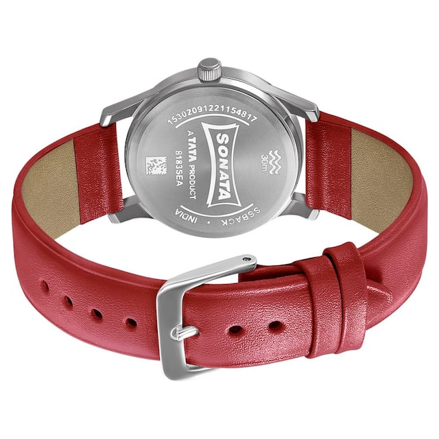 Women of Steel Green Dial & Red Leather Strap