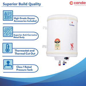 Candes 35 Litre Automatic Storage ISI Approved Vertical Electric Water Heater (Geyser) 5 Star Rated with Installation Kit & Special Anti Rust Body, (Ivory) (2000 W)
