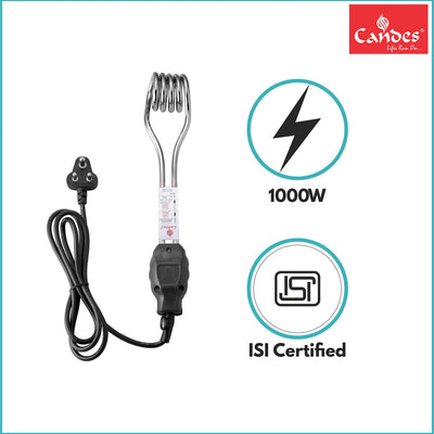 Candes Magic Mark Shock-Proof & Water-Proof 1000 W Immersion Heater Rod (Black)