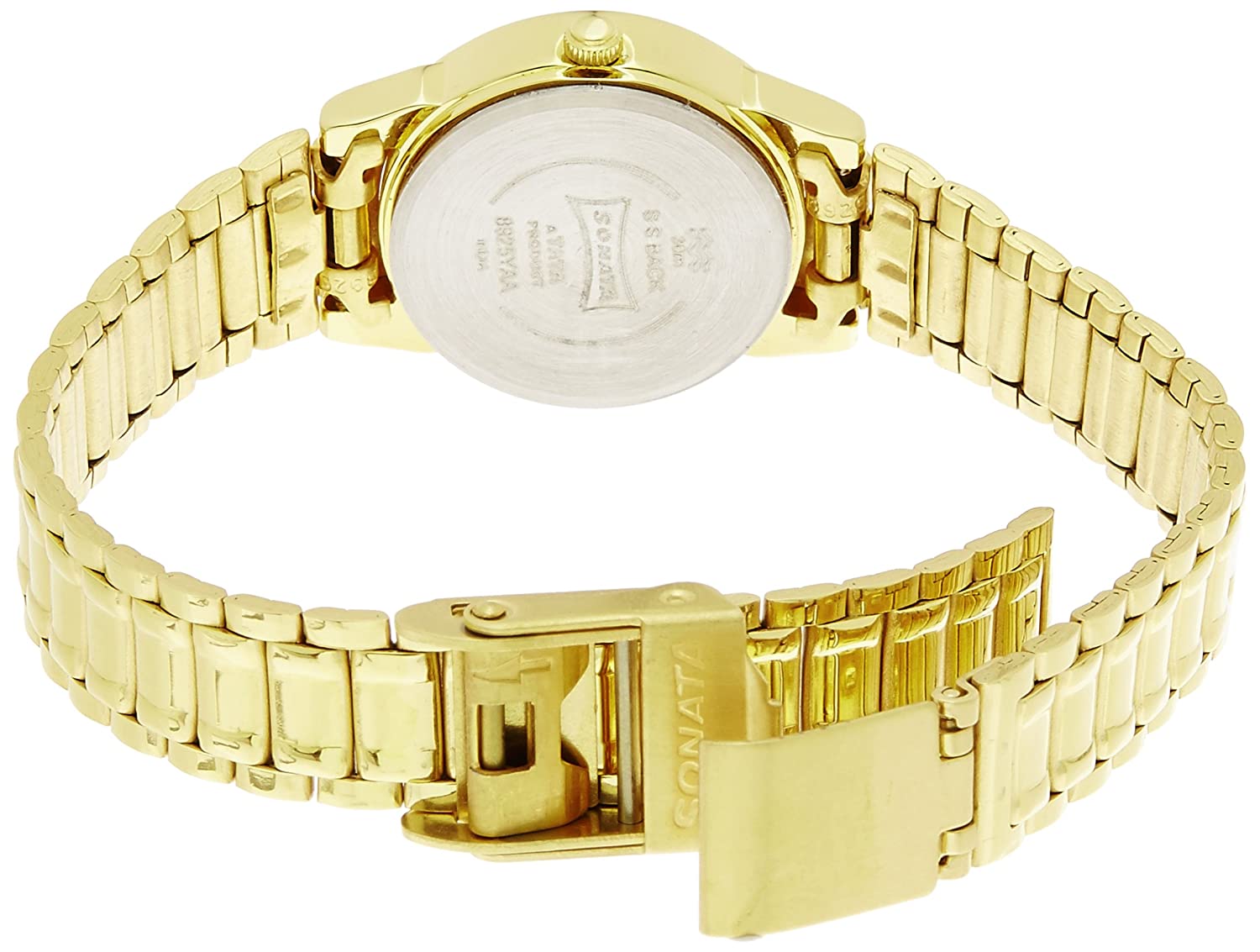 Sonata White Dial Golden Stainless Steel Strap
