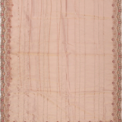 Light Peach Woven Viscose Saree With Embroidered Motifs