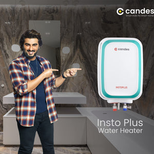 Candes 10 Litre InstoPlus Automatic Storage ISI Approved Vertical Electric Water Heater (Geyser) 5 Star Rated with Installation Kit & Special Anti Rust Body, (White) 2KW
