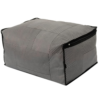 Kuber Industries Non-Woven Lining Print Saree Organizer|Wardrobe Organizers With Transparent Window, Zipper, Set of 12 (Gray)