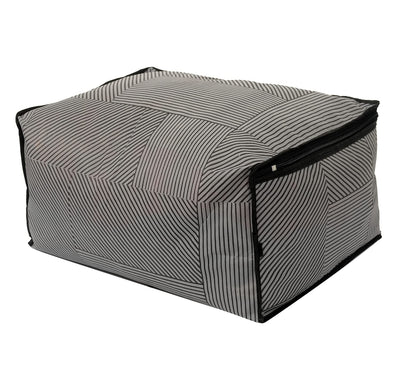 Heart Home Non-Woven Lining Print Saree Organizer|Wardrobe Organizers With Transparent Window, Zipper, Set of 12 (Gray)