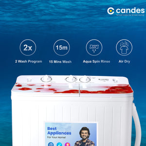 Candes 7.2 kg Semi Automatic Top Load Washing Machine Red & White (CTPL72GL1SWM)