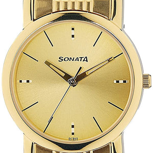 Sonata Champagne Dial Golden Stainless Steel Strap