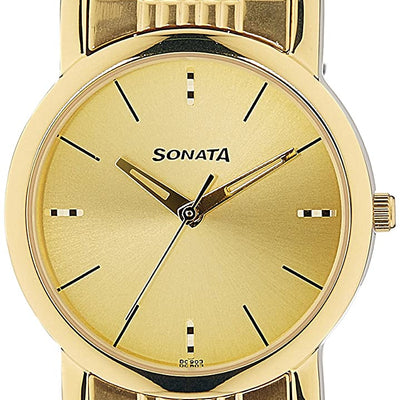 Sonata Champagne Dial Golden Stainless Steel Strap