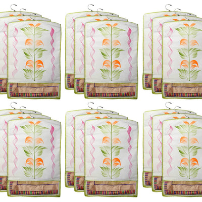 Heart Home Non Woven Hanging Saree Cover, Wardrobe Organizer, Closet Organizer, Saree & Garments Protector Cover With 1 Zipper Compartment on Back Side- Pack of 18 (Green)-HS_38_HEARTH21507