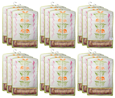 Heart Home Non Woven Hanging Saree Cover, Wardrobe Organizer, Closet Organizer, Saree & Garments Protector Cover With 1 Zipper Compartment on Back Side- Pack of 18 (Green)-HS_38_HEARTH21507