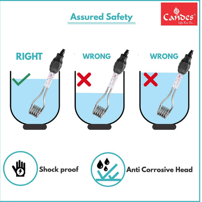 Candes Magic Mark Shock-Proof & Water-Proof 1000 W Immersion Heater Rod (Black)