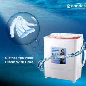 Candes 7.2 kg Semi Automatic Top Load Washing Machine Red & White (CTPL72GL1SWM)