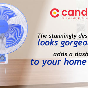 Candes Aura 3 Blade Automatic Oscillation Wall Fan With 2 Year Warranty (White Blue, 400mm)
