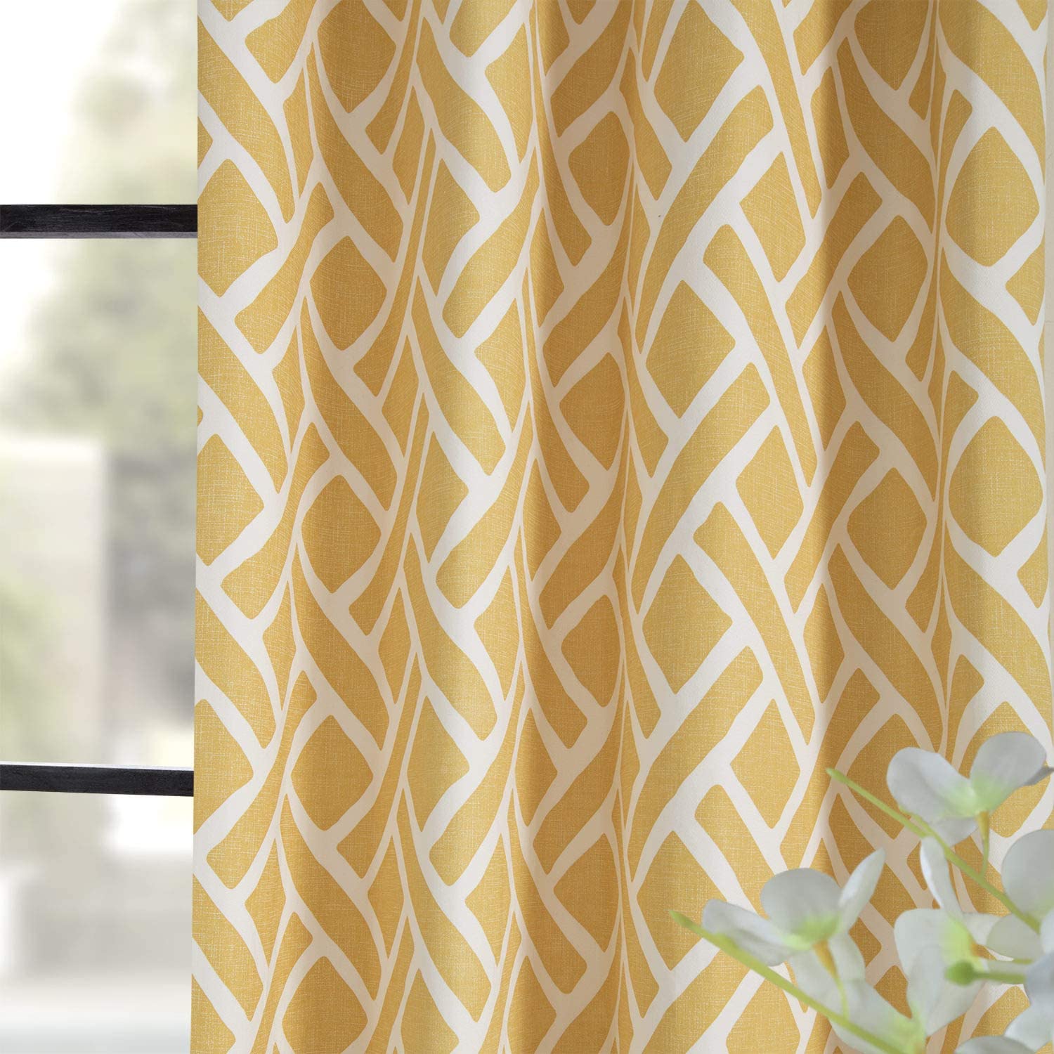 100% Cotton Mustard Curtains, Pack Of 2 - Ropeknots