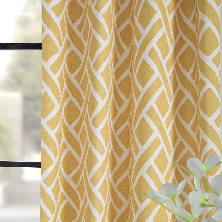 100% Cotton Mustard Curtains, Pack Of 2 - Ropeknots