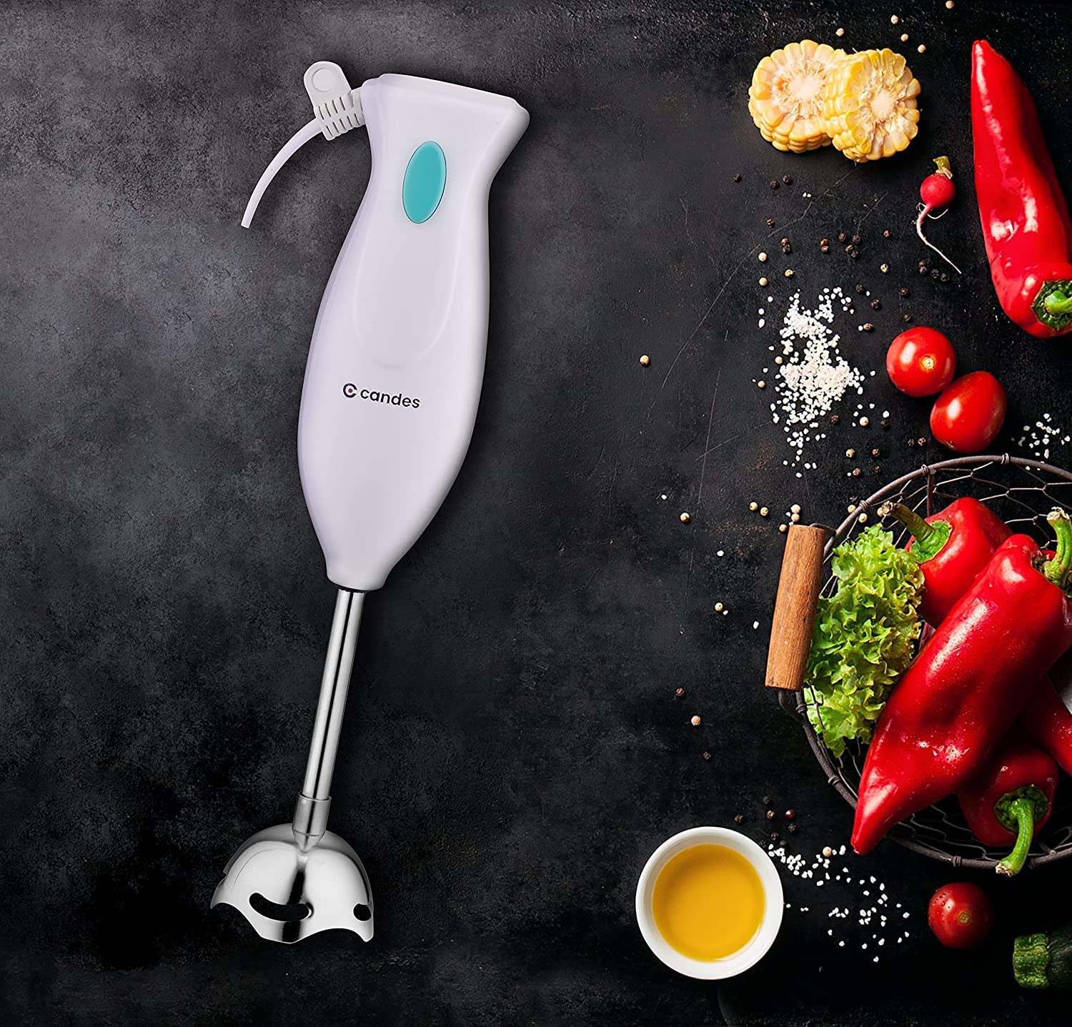 Candes Hand Blender 250 Watts, 1 Year Warranty, White - Green