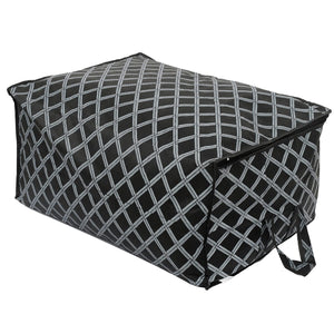 Heart Home Non-Woven Check Print 3 Pieces Underbed Storage Bag & 3 Pieces Saree Cover With Transparent Window, Pack of 6 (Black)