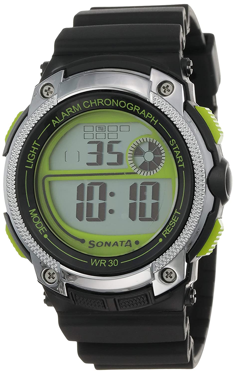 SF Grey & Green Dial Plastic Strap