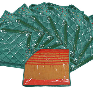 Kuber Industries Silk 9 Pieces Single Packing Saree Cover (Green) -CTLTC10609
