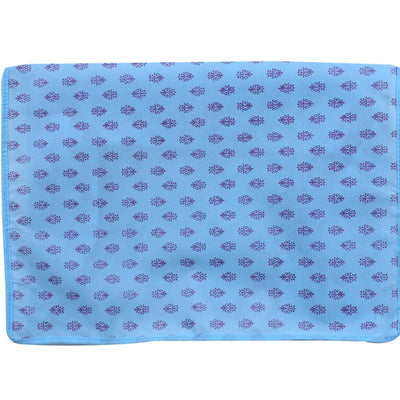 Kuber Industries Floral Print Non-Woven Foldable Saree Cover|Clothes Storage For Saree, Lehenga, Suit With Top Transparent Pack of 3 (Sky Blue)