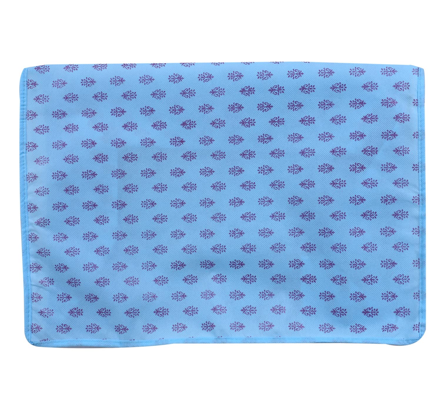 Kuber Industries Floral Print Non-Woven Foldable Saree Cover|Clothes Storage For Saree, Lehenga, Suit With Top Transparent Pack of 3 (Sky Blue)