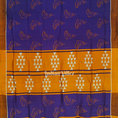 Indigo Blue Dolphin Designer Contemporary Silk Saree