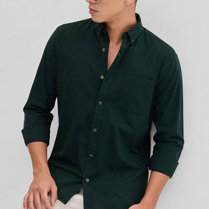 Dark Green Checks Slim Fit Shirt