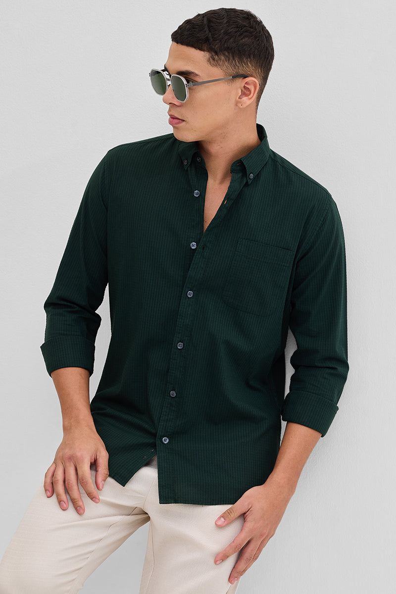 Dark Green Checks Slim Fit Shirt