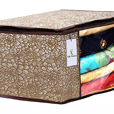 Kuber Industries Metalic & Flower Printed 8 Piece Non Woven Fabric Saree Cover Set with Transparent Window, Extra Large, Pink & Blue & Ivory Red & Golden Brown -CTKTC040935