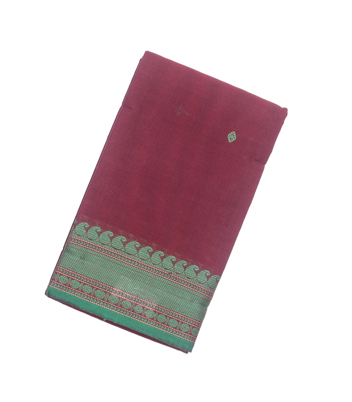 Burgundy Handloom Kanchi Cotton Saree With Diamond Motifs