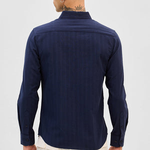 Navy Slim Fit Stripes Shirt