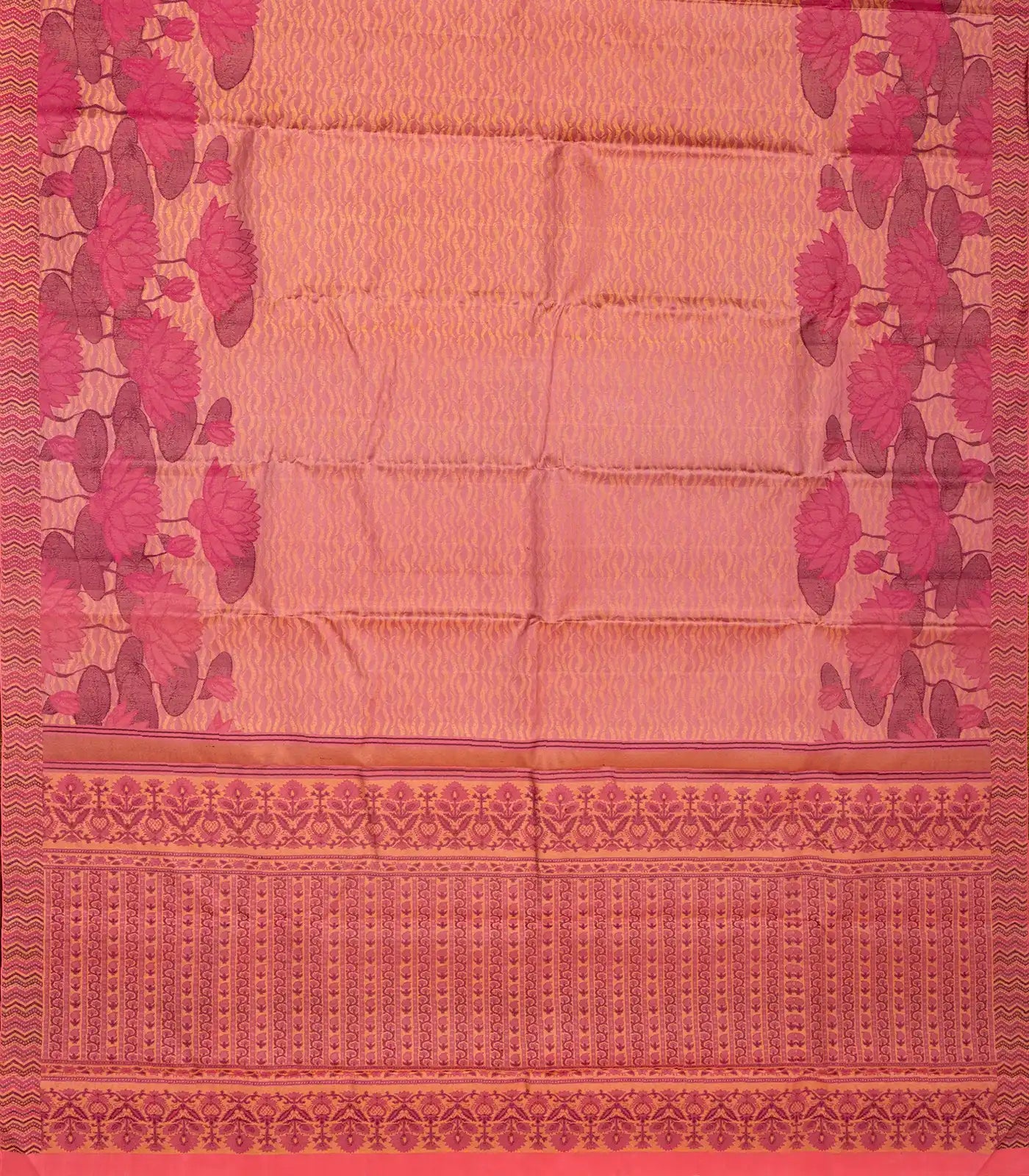 Dusty Pink Handloom Kanchipuram Silk Saree With Serpentine Motifs