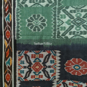 Jade Green Black Maniabandha Odisha Ikat Cotton Saree