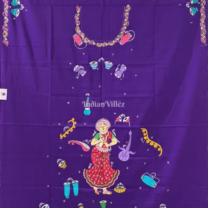 Violet Nartaki Music Instrumental Pattachitra Kurti Cotton Dress Material