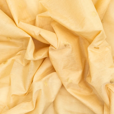 Cream Handloom Silk Cotton Saree With Elephant Buttas