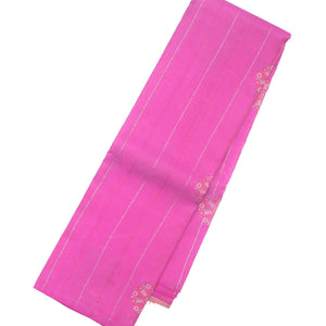 Bubblegum Pink Silk Saree With Zari Stripes & Buttas