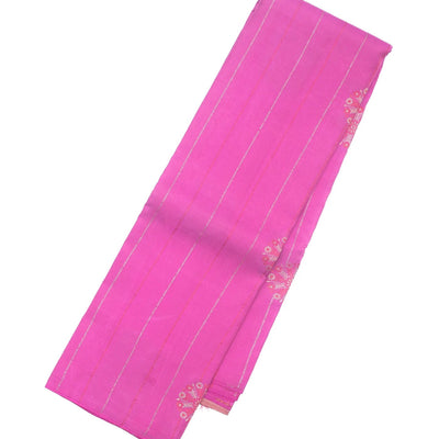 Bubblegum Pink Silk Saree With Zari Stripes & Buttas