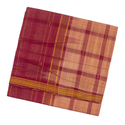Dusty Pink Handloom Kadapa Cotton Saree With Checks
