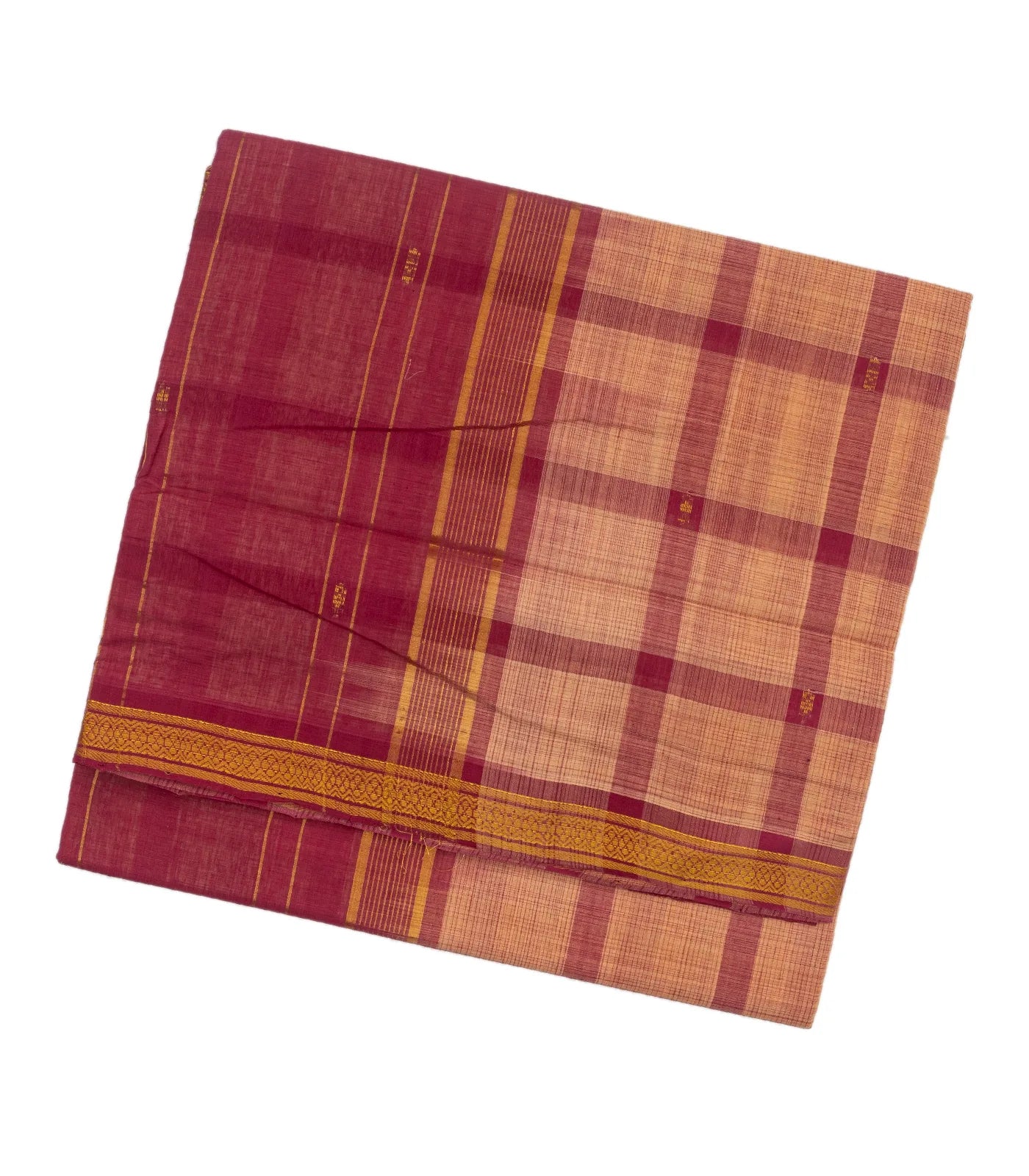 Dusty Pink Handloom Kadapa Cotton Saree With Checks
