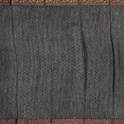 Black Woven Chanderi Cotton Saree Printed With Camel Motifs