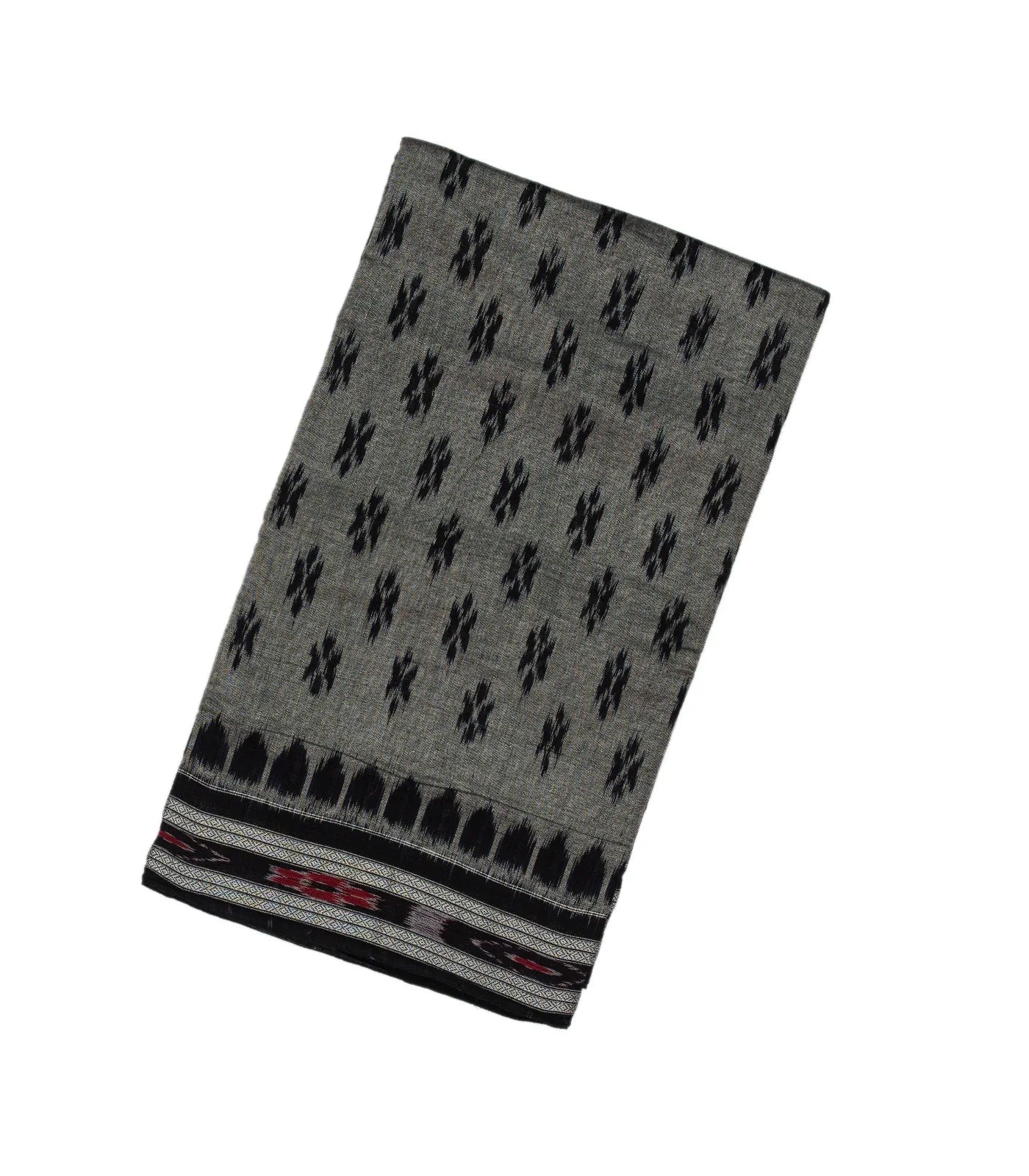 Grey Handloom Orissa Cotton Saree With Black Border