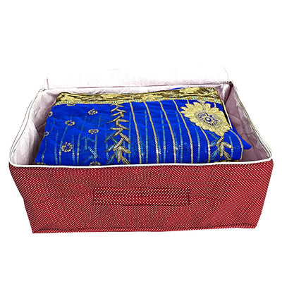 Kuber Industries Dot Printed Cotton Saree Cover, Wardrobe Organizer-Pack of 2 (Red)-HS_38_KUBMART20972