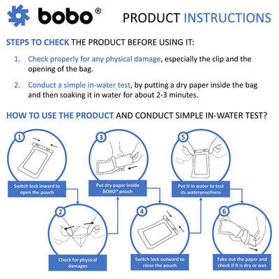 BOBO Universal Waterproof Pouch (Big Size) Cellphone Dry Bag Case for Smartphone – Transparent (Pack of 1)
