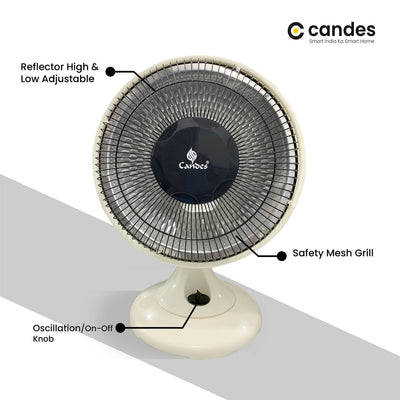 Candes Energy-Saving Noiseless Sun Room Heater with Oscillating Function, 700-750 Watts - Ivory