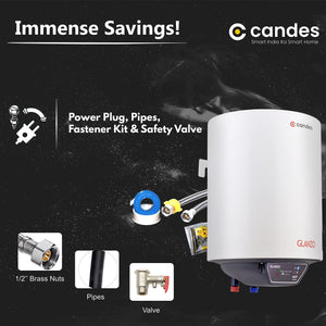 Candes 10 Litre IOT Enabled Glanzo Glassline ISI Approved Storage Electric Water Heater (Geyser) 5 Star Rated with Installation Kit & Special Anti Rust Body, White (2000 W)