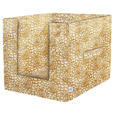 Heart Home Non-Woven Flower Print Foldable Shirt Stacker/Wardrobe Organizer For Shirts, Sarees, Lehengas With Handle Pack of 6 (Beige)